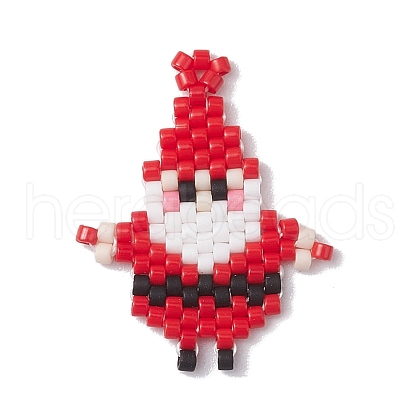 Christmas Seed Beads Beaded Charms PALLOY-MZ00257-02-1