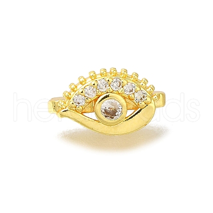 Rack Plating Brass Clear Cubic Zirconia Eye Spacer Bars KK-F883-17G-1