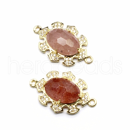 Natural Strawberry Quartz Connector Charms PW-WGBE7B8-03-1