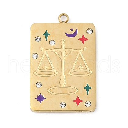 304 Stainless Steel Rhinestones Pendants STAS-D306-01G-G-1