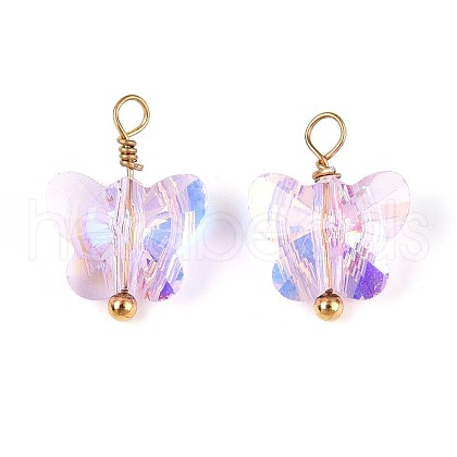 Electroplate Glass Butterfly Charms STAS-N110-12G-1