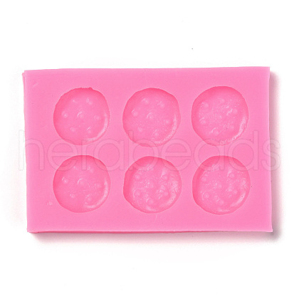 DIY Flat Round Patterns Cookie Food Grade Silicone Fondant Molds DIY-F072-13-1