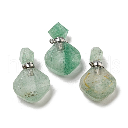 Rhombus Natural Strawberry Quartz Perfume Bottle Pendants G-H241-01F-P-1