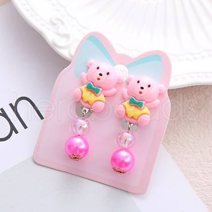 Alloy Plastic Clip-on Earrings for Kid WG21FF0-04-1