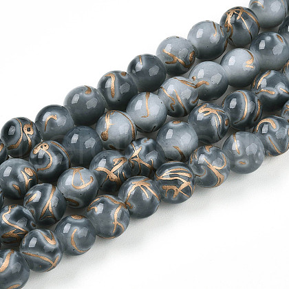 Baking Painted Glass Beads Strands DGLA-N010-8mm-09-1