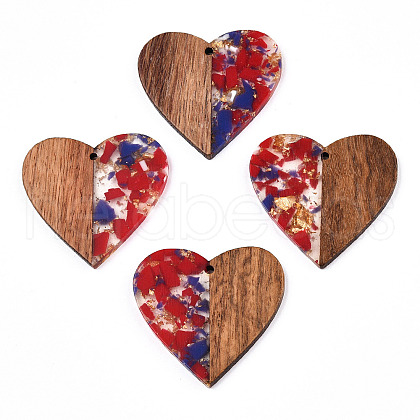 Transparent Resin & Walnut Wood Pendants RESI-TAC0017-73-A08-1