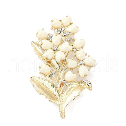 Flower with Heart Alloy Resin Brooch for Women JEWB-C029-15-1