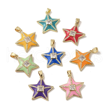 Brass Micro Pave Cubic Zirconia Pendants KK-C058-16G-1