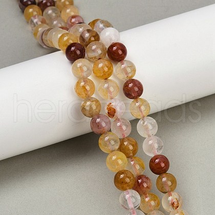 Natural Ferruginous Quartz Beads Strands G-U026-A08-8mm-1