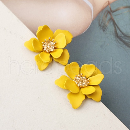 Alloy 3D Flower Stud Earrings EJEW-WH0016-08A-1