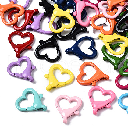 Spray Painted Eco-Friendly Alloy Lobster Claw Clasps PALLOY-YW0001-22-NR-1