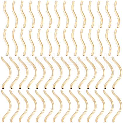 Beebeecraft 60Pcs 2 Style Brass Tube Beads KK-BBC0010-74-1