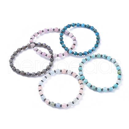 Natural Mixed Stone Stretch Bracelets BJEW-JB04493-1