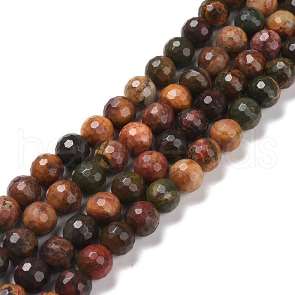 Natural Polychrome Jasper/Picasso Stone/Picasso Jasper Beads Strands G-E571-25B-1