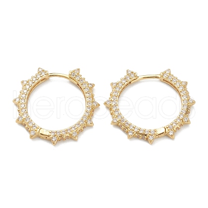 Brass Micro Pave Clear Cubic Zirconia Huggie Hoop Earrings EJEW-A058-02G-1