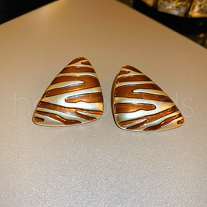 Alloy Enamel Stud Earrings EJEW-V010-01G-02-1