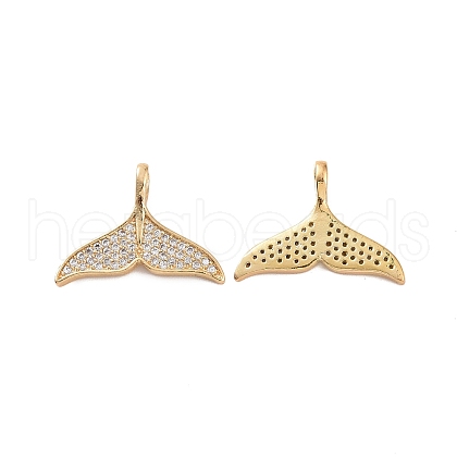 Brass Micro Pave Clear Cubic Zirconia Pendants KK-E068-VC416-1