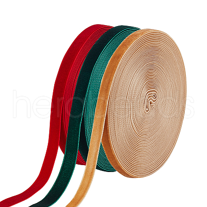 ARRICRAFT 3 Rolls 3 Colors Single Face Velvet Ribbons SRIB-AR0001-17-1