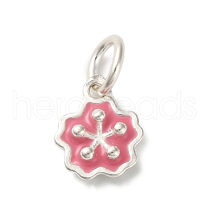 925 Sterling Silver Indian Red Enamel Charms STER-C014-01C-S-1