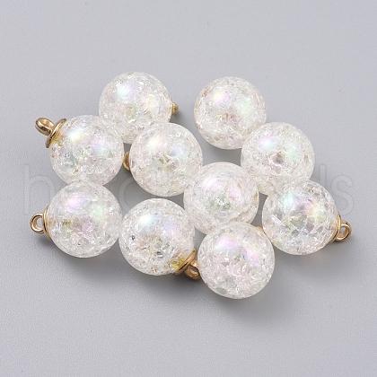 Bubblegum AB Color Transparent Crackle Acrylic  Pendants GLAA-TAC0002-D09-1