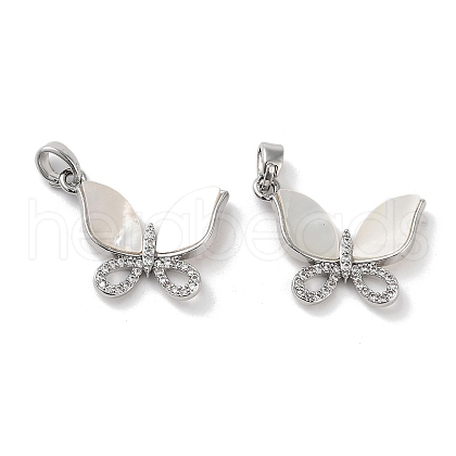 Brass Micro Pave Clear Cubic Zirconia Pendants KK-B102-18P-1
