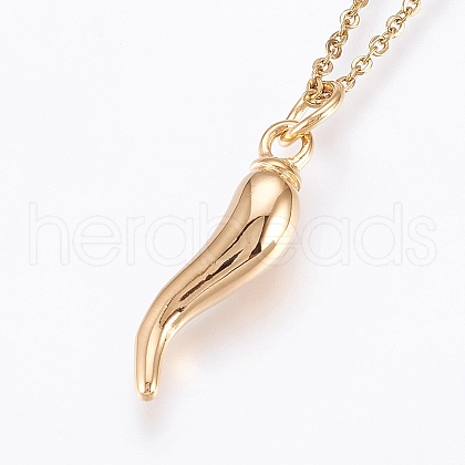 304 Stainless Steel Pendant Necklaces NJEW-P224-11G-1