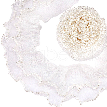 2 Layer Polyester Pleated Lace Trim OCOR-WH0088-46A-1