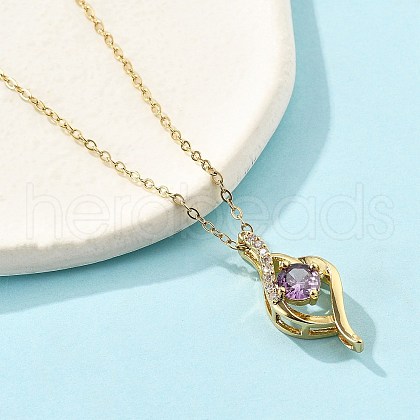 Brass Micro Pave Cubic Zirconia Pendant Neckalces for Women NJEW-S448-03G-1