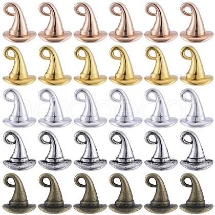 SUNNYCLUE 60Pcs 5 Colors Tibetan Style Alloy Charms TIBEP-SC0002-99-1