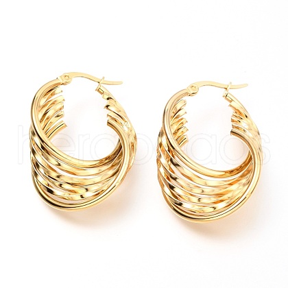 304 Stainless Steel Hoop Earrings EJEW-C501-17G-1