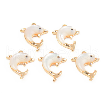 Natural White Shell Mother of Pearl Shell Pendants SHEL-T017-26G-1