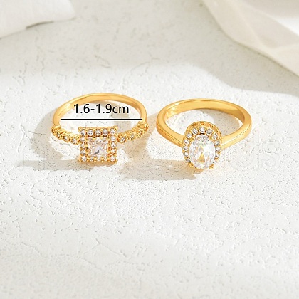 Luxurious Sparkling Zircon Square Ring Set for Couples Wedding Jewelry. WZ9023-4-1