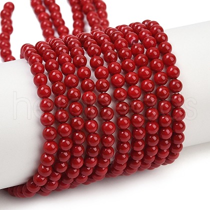 Shell Pearl Beads Strands BSHE-K015-4mm-01-1