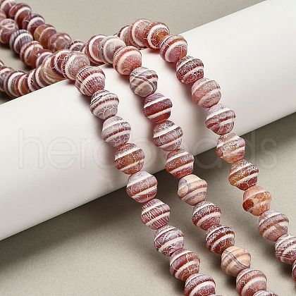 Dyed Natural Weathered Agate Beads Strands G-G203-04-1