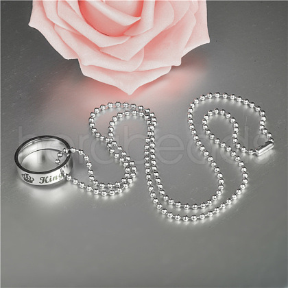 Emgraved King Ring 201 Stainless Steel Pendant Couple Necklaces FS-WGB8CCA-01-1
