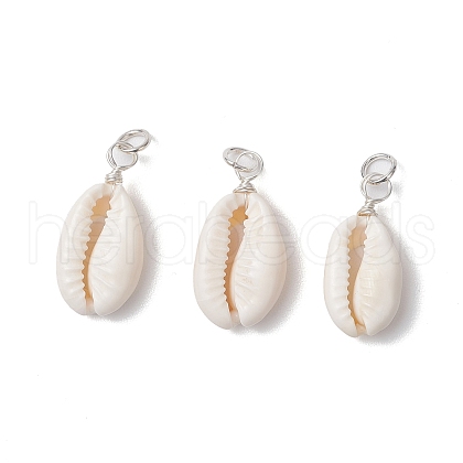 Natural Mixed Cowrie Shell Pendants PALLOY-JF03710-02-1