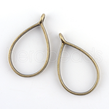 Rack Plating Alloy Teardrop Open Back Bezel Pendants PALLOY-S047-29F-FF-1