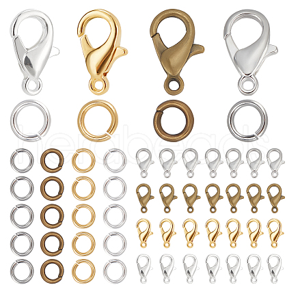 SOFPLATE 400Pcs 4 Colors Zinc Alloy Lobster Claw Clasps FIND-SP0001-31-1