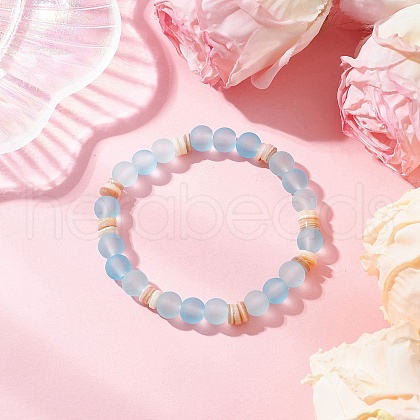 Bohemia Style Glass & Natural Freshwater Shell Beads Stretch Bracelets for Women BJEW-JB11865-01-1
