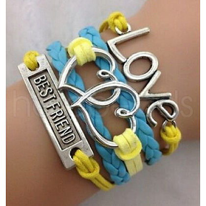 Suede & Imitation Leather Cord Knitted Multi-strand Bracelets WGD6FE3-33-1