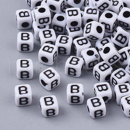 White Opaque Acrylic Beads X-MACR-R869-02B-1