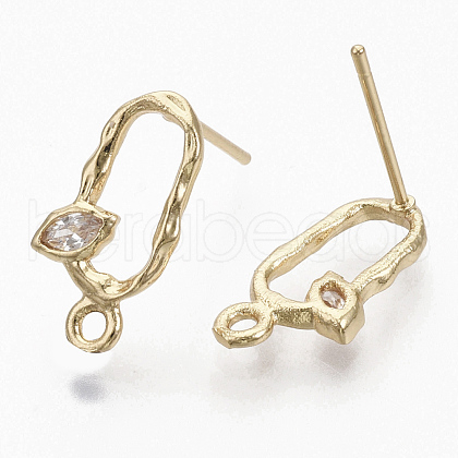 Brass Cubic Zirconia Stud Earring Findings KK-T056-11G-NF-1