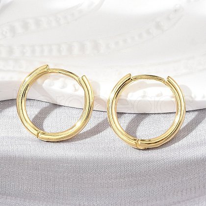 Brass Huggie Hoop Earrings X-KK-D160-55G-1