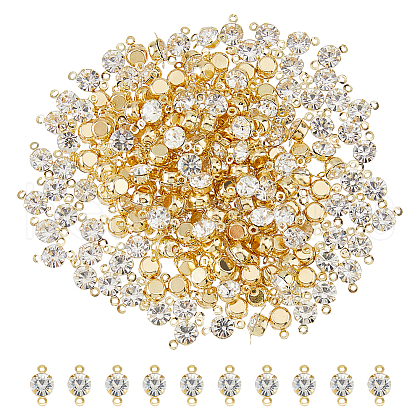 SUPERFINDINGS 200Pcs Brass Pave Clear Cubic Zirconia Connector Charms KK-FH0007-70KCG-1
