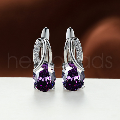 Brass Cubic Zirconia Stud Earrings WG92DFF-08-1