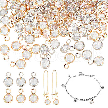 HOBBIESAY 120Pcs 2 Colors Brass Micro Pave Cubic Zirconia Charms FIND-HY0003-62-1