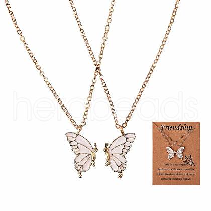 2Pcs Matching Butterfly Pendant Necklaces Set JN1033D-1-1
