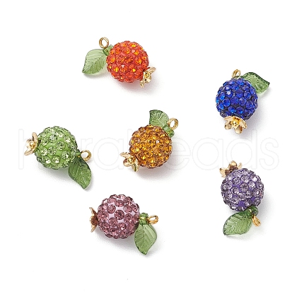 Pave Disco Ball Beads with Transparent Acrylic Charms and 304 Stainless Steel Bead Caps and Brass Ball Head pins Pendants PALLOY-TA00243-1