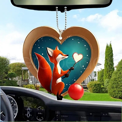 Acrylic Heart Fox Hanging Ornaments PW-WGF73DB-01-1