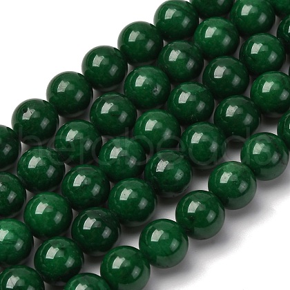Natural Teal Jade Round Beads Strands G-P070-09-10mm-01-1